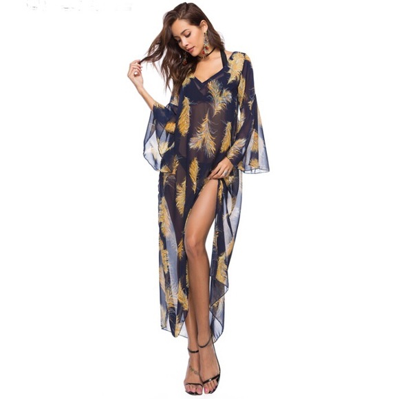 🍂SUMMER COVER UPS SILKY DRESS🍂 - Picture 2 of 3